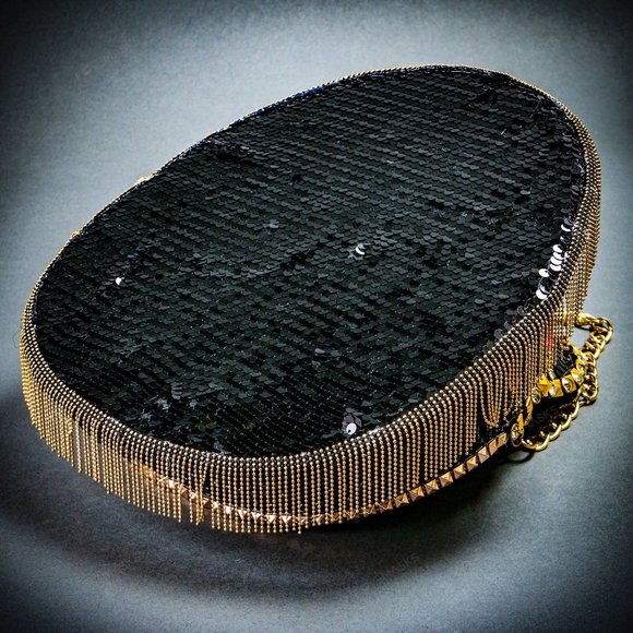 Black Military Captain Hat with Rhinestone and Gold chain For Burning Man Party - Picture 5 of 8